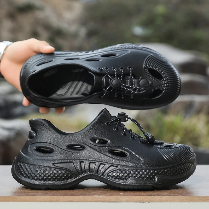 

Летние мужские дышащие шлепанцы-сабо для пляжа и улицы, сандалии-слайды, мужские садовые водонепроницаемые нескользящие тапочки для походов и вождения