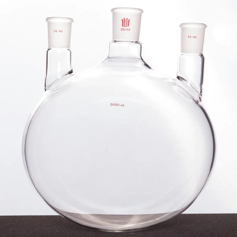 SYNTHWARE-Flcopropriété Boule Droit à Trois Embouts en Verre Borosilicate, Haute Résistance, Rapwall, Capacité 5000ml, F44