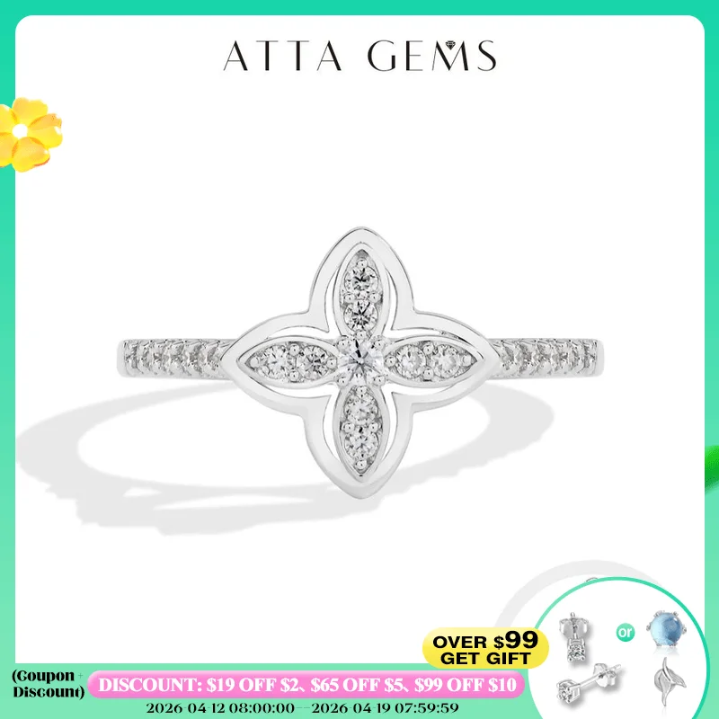 

ATTAGEMS Original Classic Full Moissanite Rings Butterfly Shape 925 Silver Plated 18K Gold Ring Women Engagement Wedding Jewelry