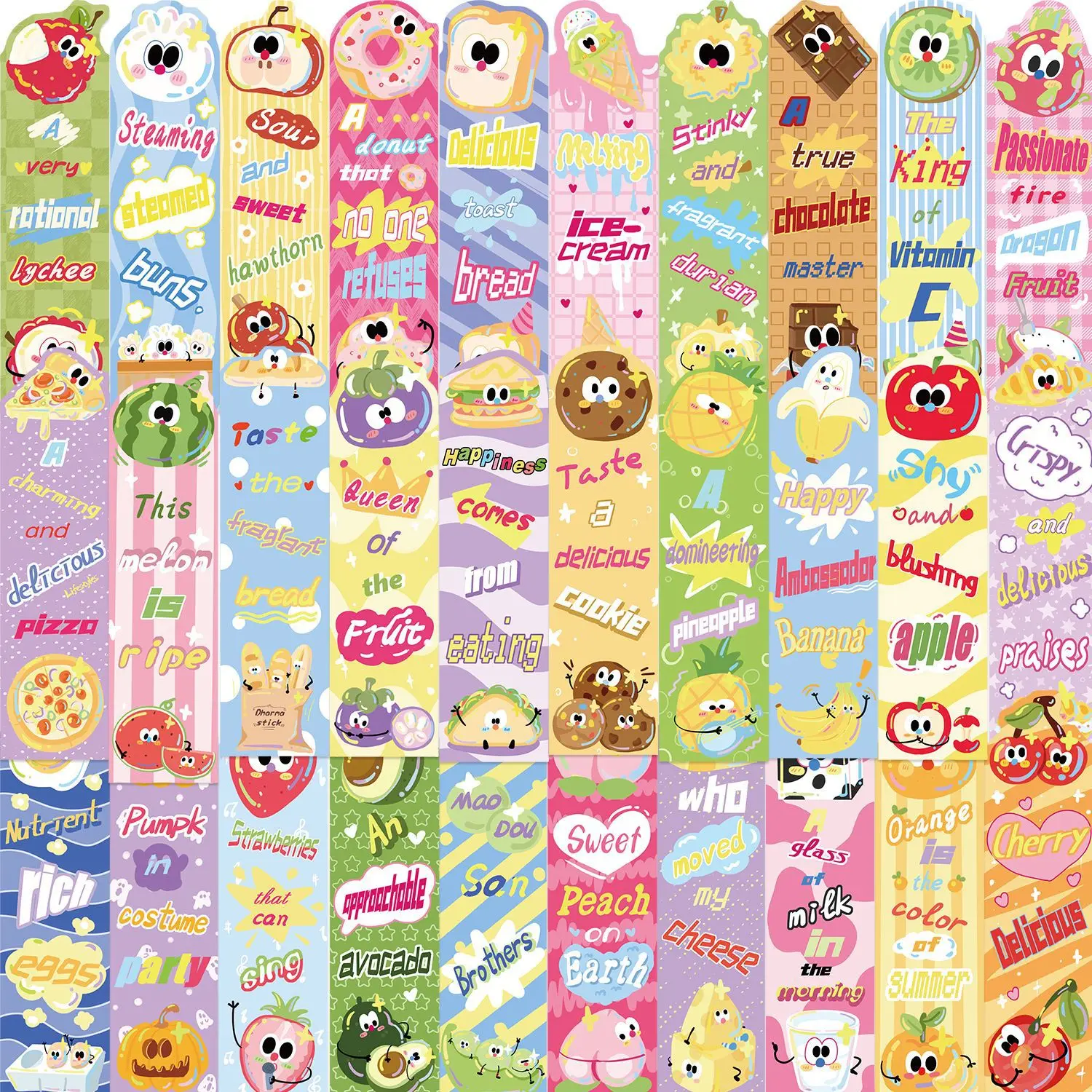

30Pcs Food Fruits Fun Bookmarks Cute Classroom Collection Bookmarks For DIY Craft Reading & Scrapbooking