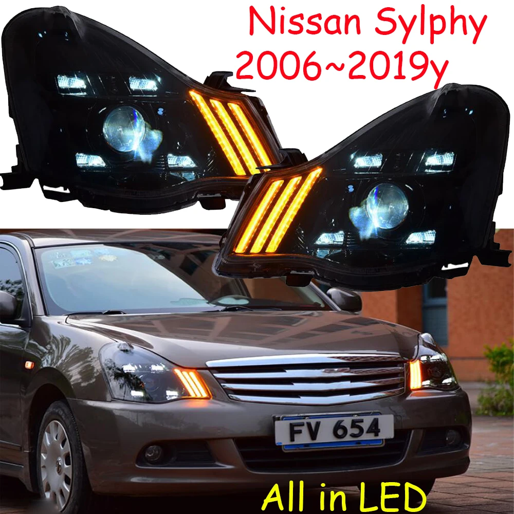 2006~2019y Car Bupmer Head Light For Nissan Sylphy Headlight Sentra Bluebird Car Accessories All In LED Fog For Sylphy Headlamp