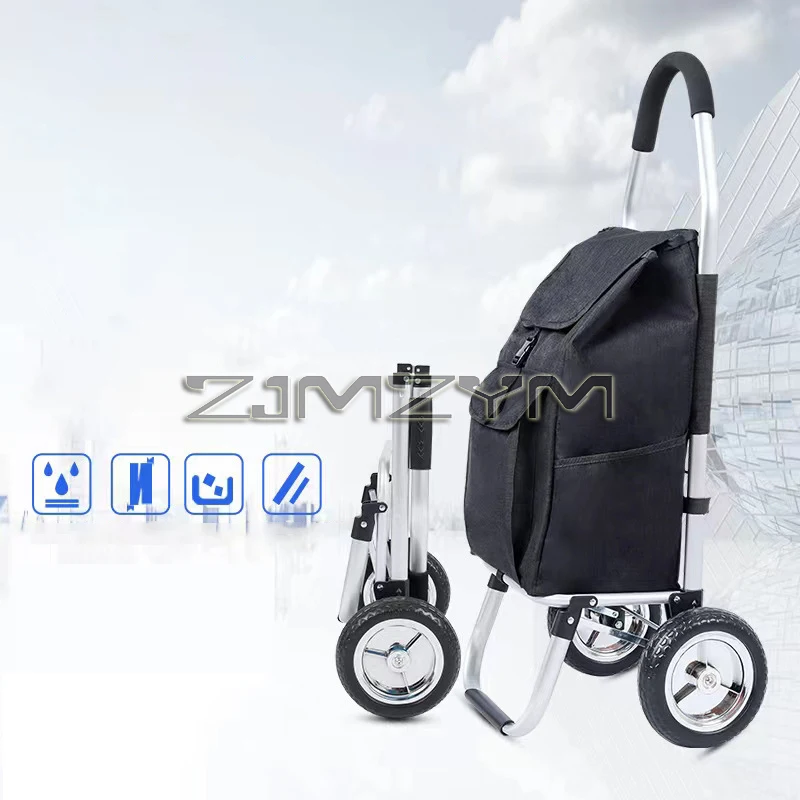 Climb Stair Shopping Cart Multipurpose Collapsible Reusable Shopping Cart Bag Folding Hand-Pulled Silent Luggage Cart Travel Bag