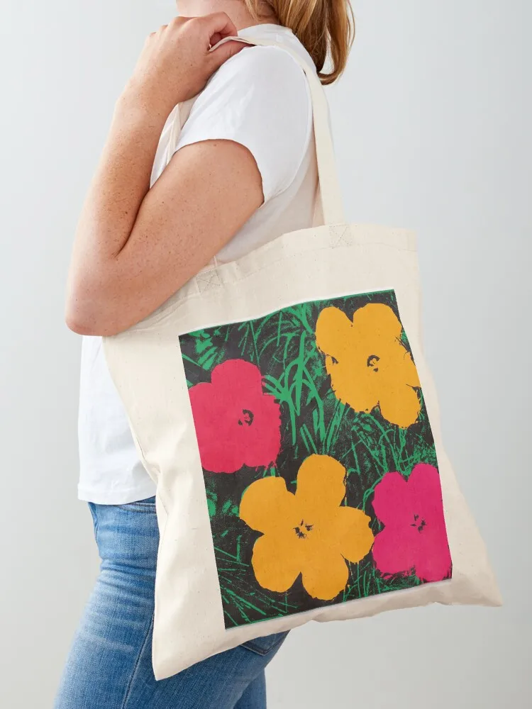 

Andy Warhol Flowers T-Shirt Tote Bag eco bag folding Portable shopping bag shopper women bags woman 2025