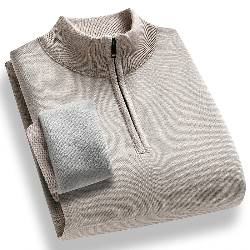 

Mens Sweater Fashion Knitted Fleece Lined Pullover Men's Autumn Winter Clothes Elegant Luxury Brand Fashion Knitted Sweaters