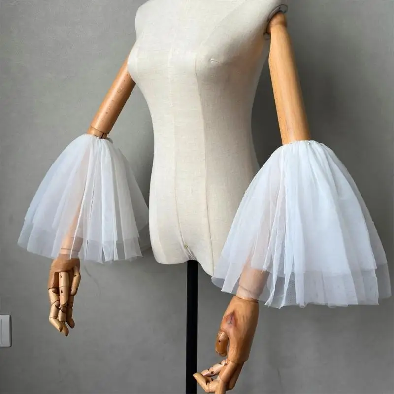 Mangas clássicas braço noiva branca Luvas respiráveis Acessórios casamento elegantes design tule forrado