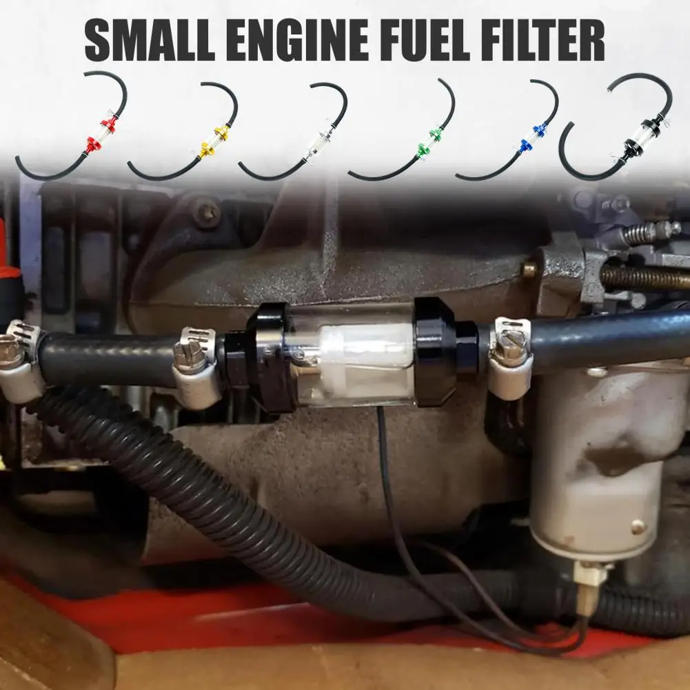 

Motorcycle Fuel Filter Visible Glass Fuel Filter Kit with Thickened 5/16-inch Fuel Line Universal Hose Clamps Set Inline Billet