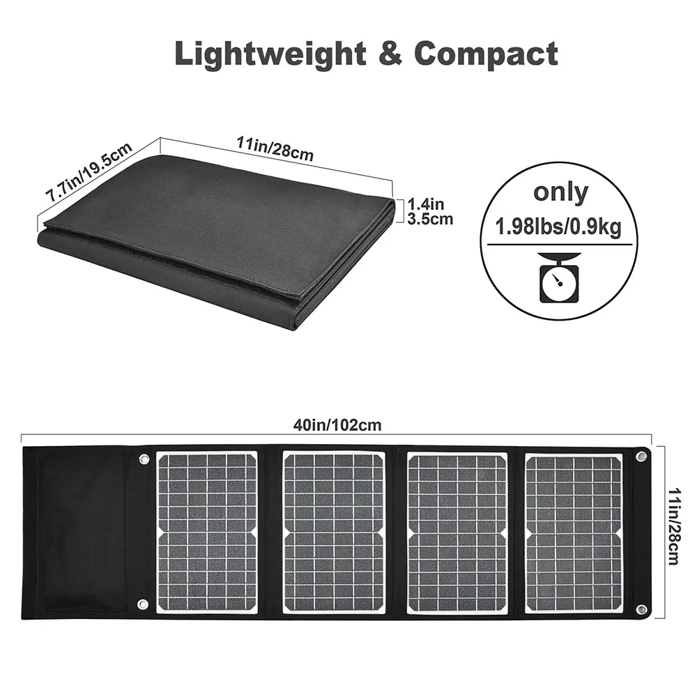 ETFE Solar Panel Folding Pack 45W Solar Cells Type-c PD USB QC3.0 Fast Charge Portable Solar Power Bank Outdoor Power Generation