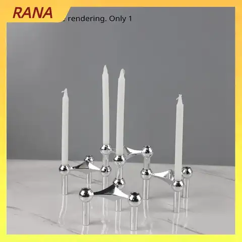 RANA 북유럽 분자 구조 촛대 중앙 장식 장식 촛대 블랙