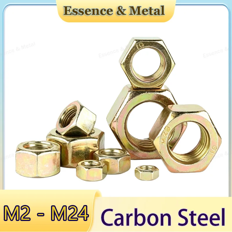 Galvanized Carbon Steel Hex Nuts M2 M2.5 M3 M3.5 M4 M5 M6 M8 M10 M12 M14 M16 M20 M22M24 High-Strength Hex Nuts DIN 934 Fasteners
