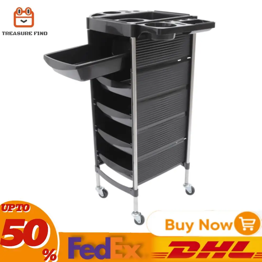 Hairdressing Trolley User Cart Max Load Capacity 8KG, Black, Rectangular for Stylist Hairdresser Hair Styling 52.5x37x90cm