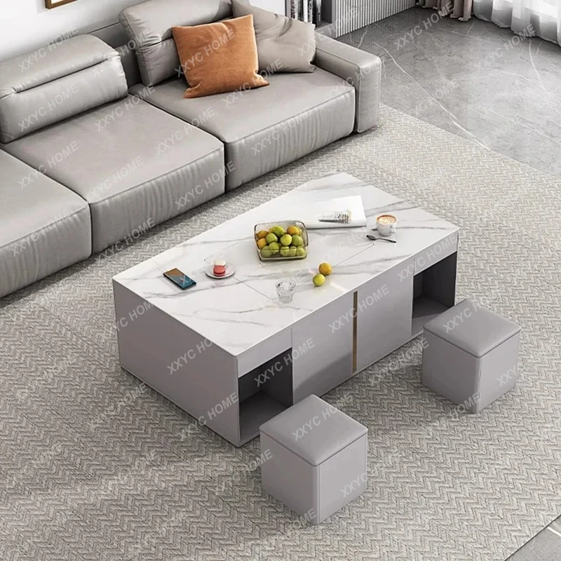 

ZC каменная плита, многофункциональный интеллектуальный журнальный столик, чайный столик, чайный стул, встроенный автоматический подъемный шкаф для телевизора, комбинация