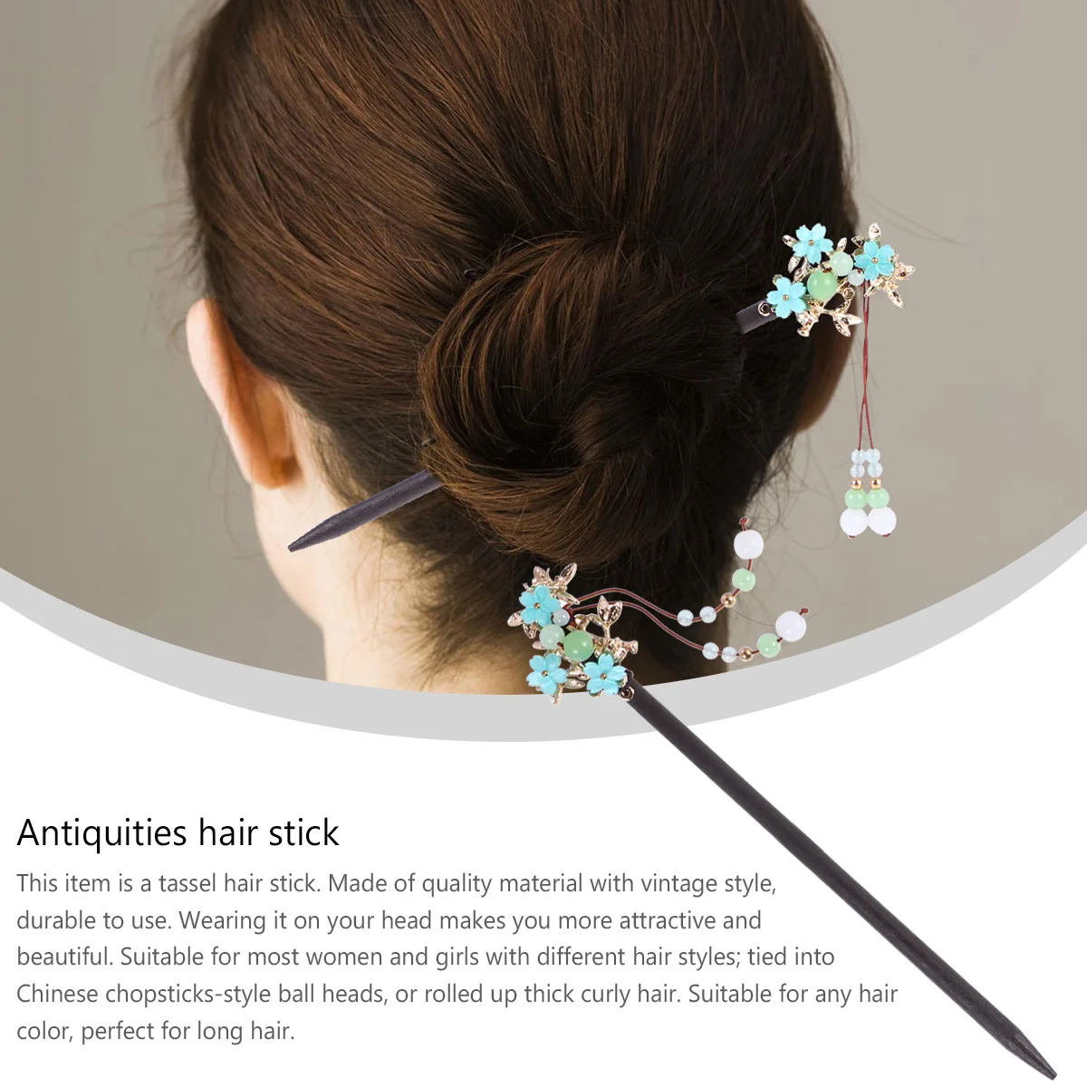 

Tassel Hair Stick Pin Wooden Antiquities Hairpin Headdress Vintage Headpiece Hair Accessory For Women Girls Lightweight Easy Use