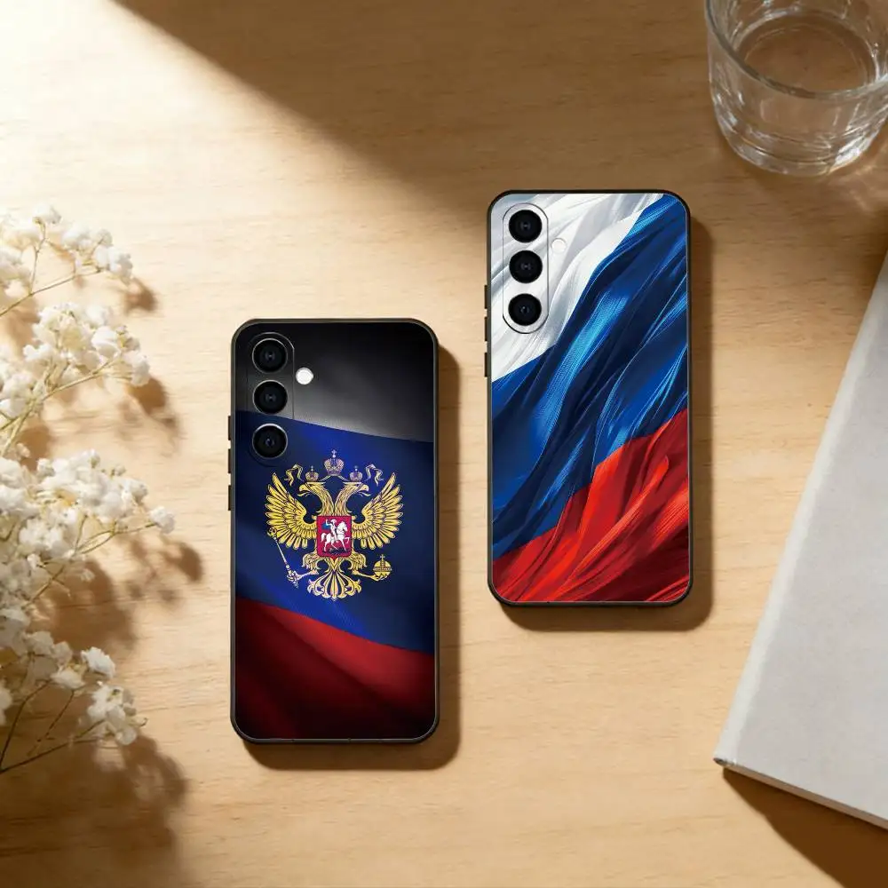 Russia F-Flag Phone Case Black Silicone Soft For Samsung Galaxy A73,A72,A71,A70,A53,A52,A51