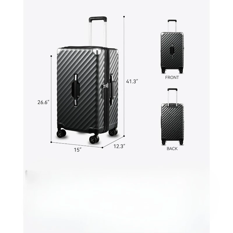 

26 Inch Trunk Luggage with Spinner Wheels, Deep Capacity and Expandable Design, Shock Absorbing Wheels