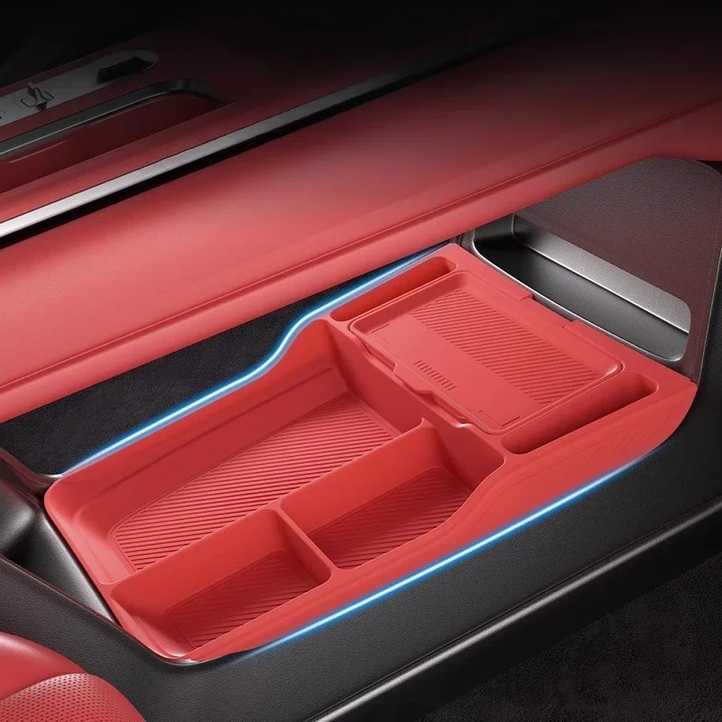 For Xiaomi SU7 - Double-Layer Glove Box Organizer Under Center Console Armrest Storage Case Car Accessories Car Storage Box view 4