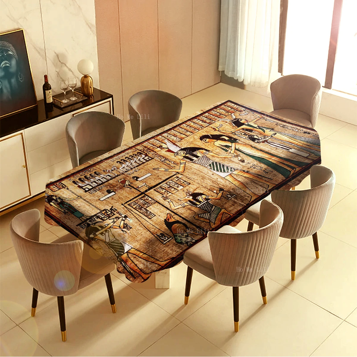 Ancient Egyptian Pictograph Papyrus With Pharaoh Egypt History Art Rectangle Tablecloth By Ho Me Lili For Tabletop Decor