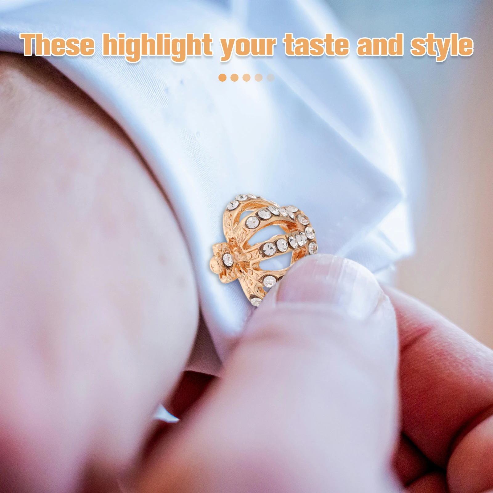 

2 Pcs Crown Cufflinks Button Rhinestones Decorative Covers Zinc Alloy for Groom with Woman Women