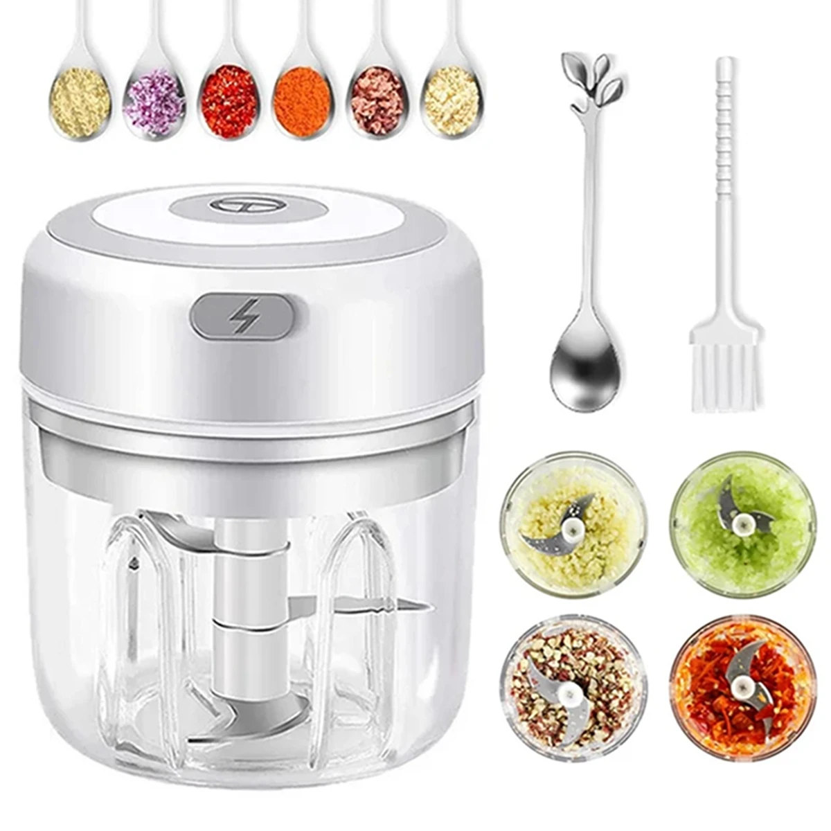 Electric Garlic Chopper 250ML Mini Portable Vegetable Chopper, Wireless Food Processor Garlic Mincer for Onion Ginger Chili