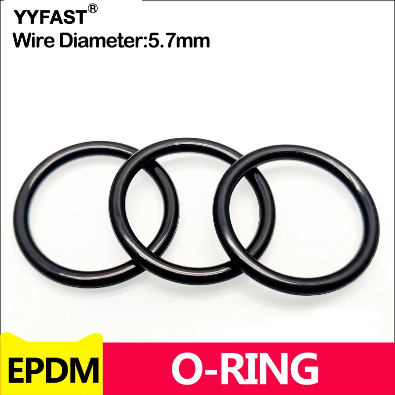 EPDM O Rings Outer Diameter 30-580mm Acid and Alkali Resistance Water Resistance Friction Resistance Wire Diameter 5.7mm Black