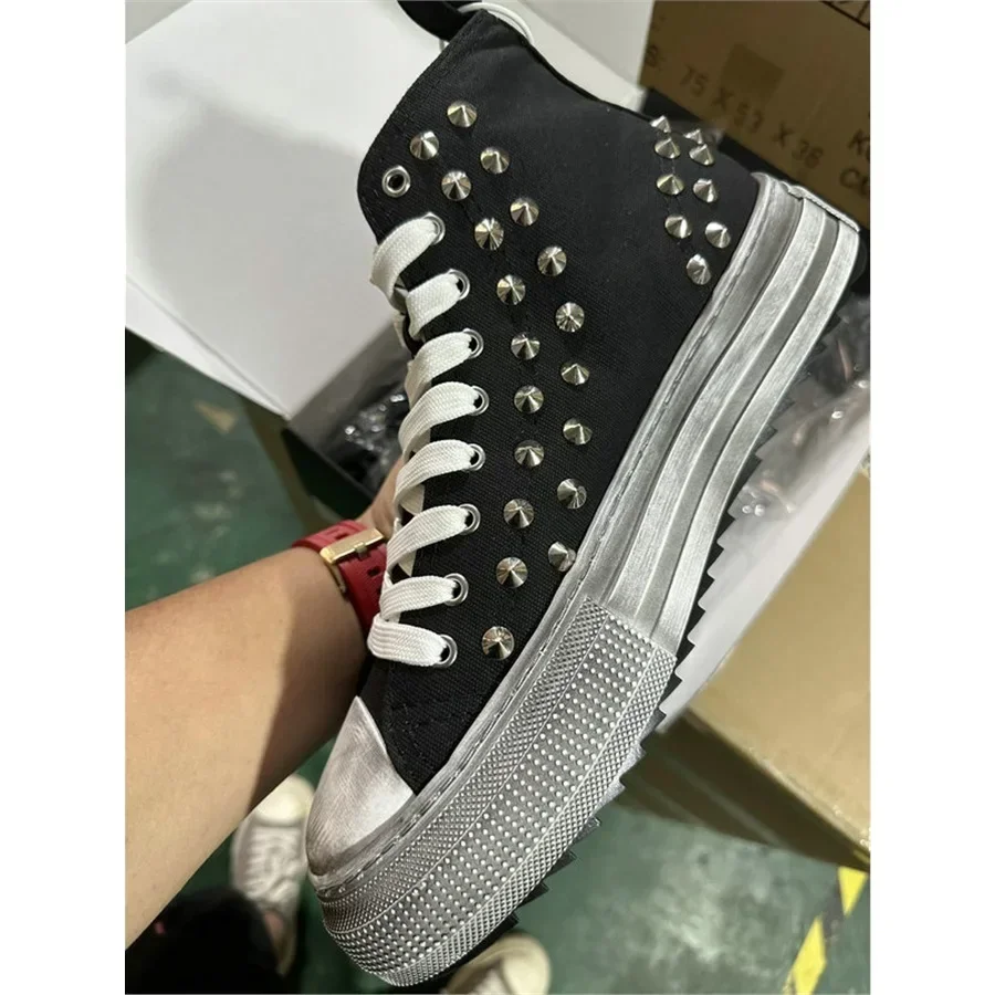 Leisure rivet Shoes for Men Sneaker Fashion Four Seasons Breathable Lace-up Athletic dsq2 Couple Canvas Board ICON Shoes 2023