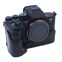 1/4 inch Thread PU Leather Camera Half Case Base for Sony A7 IV Camera Extended Protective Case