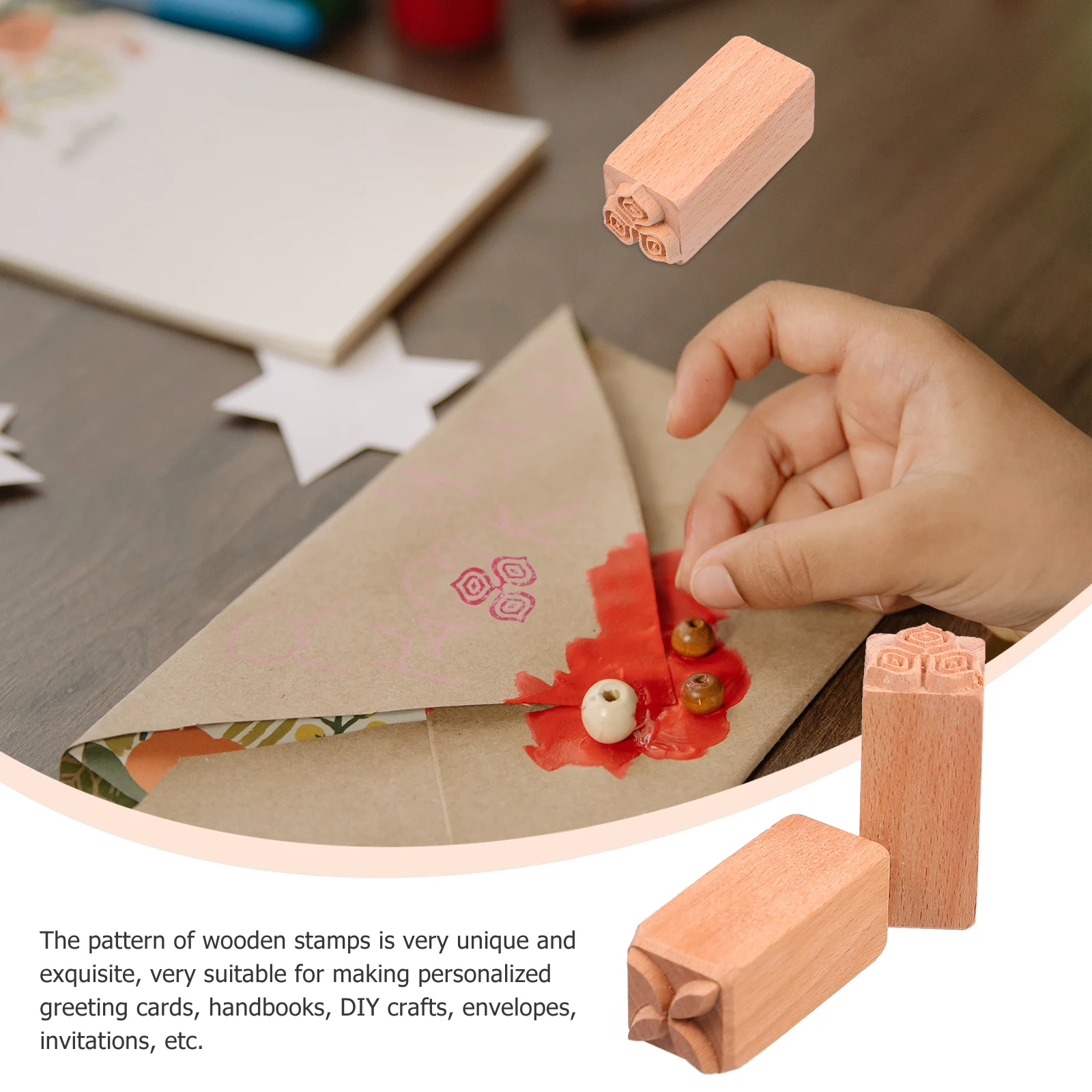 

2pcs Wooden Seal Stamps Creative Pattern Unique DIY Craft Printing Moon Cake Decor Kids Wood Square Stamps for Scrapbooking Art