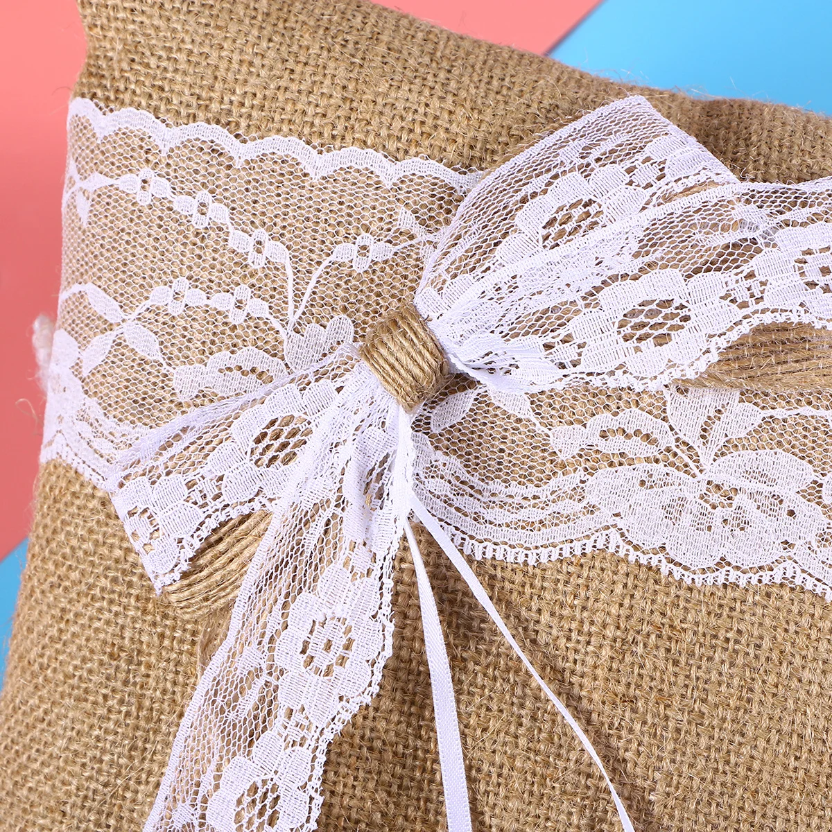 

20 X Knot Pillow Hessian Burlap Wedding Bearer Western Style with Bowknot Bride
