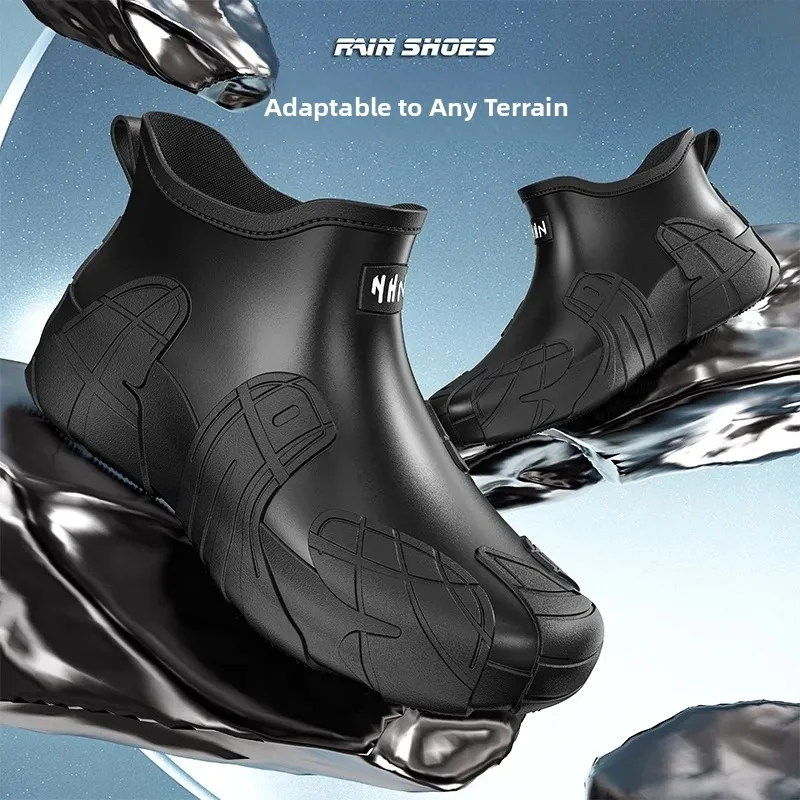 2026 New Men's Fashionable Anti-slip Short Rain Boots New Delivery Rider Construction Site Fishing Water Shoes Rain Boots
