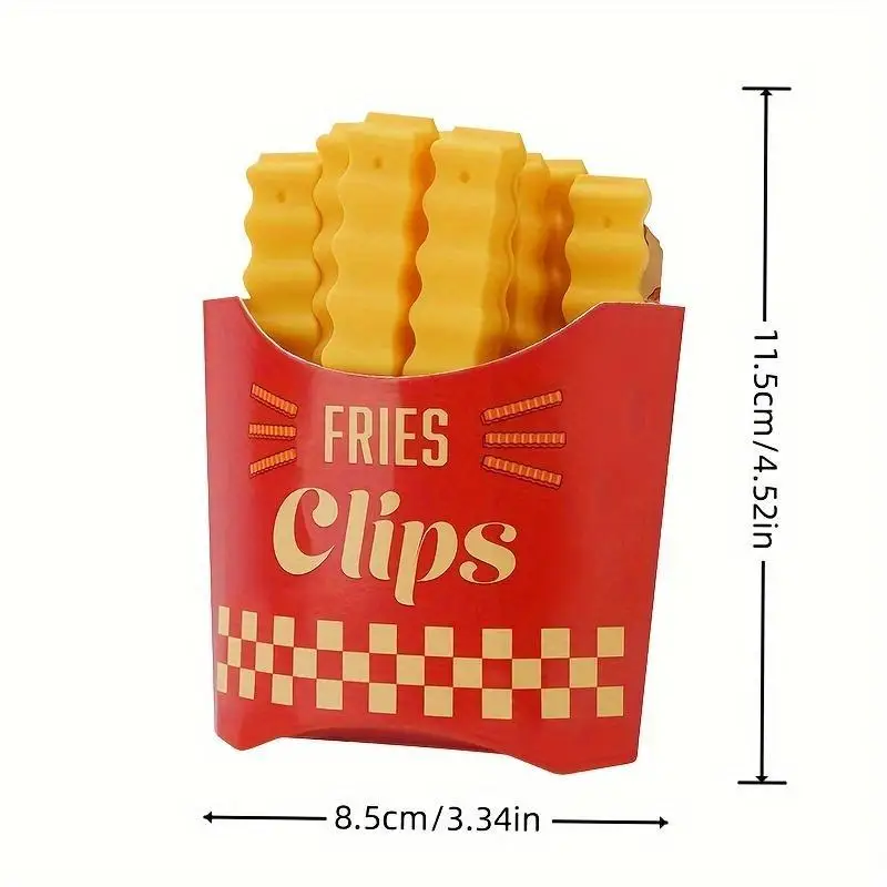 French Fries Shaped Seal Clip, 12pcs/set Creative Sealing Clip with Fridge Magnet Holder, Bag Sealing Clip, Kitchen Gadgets