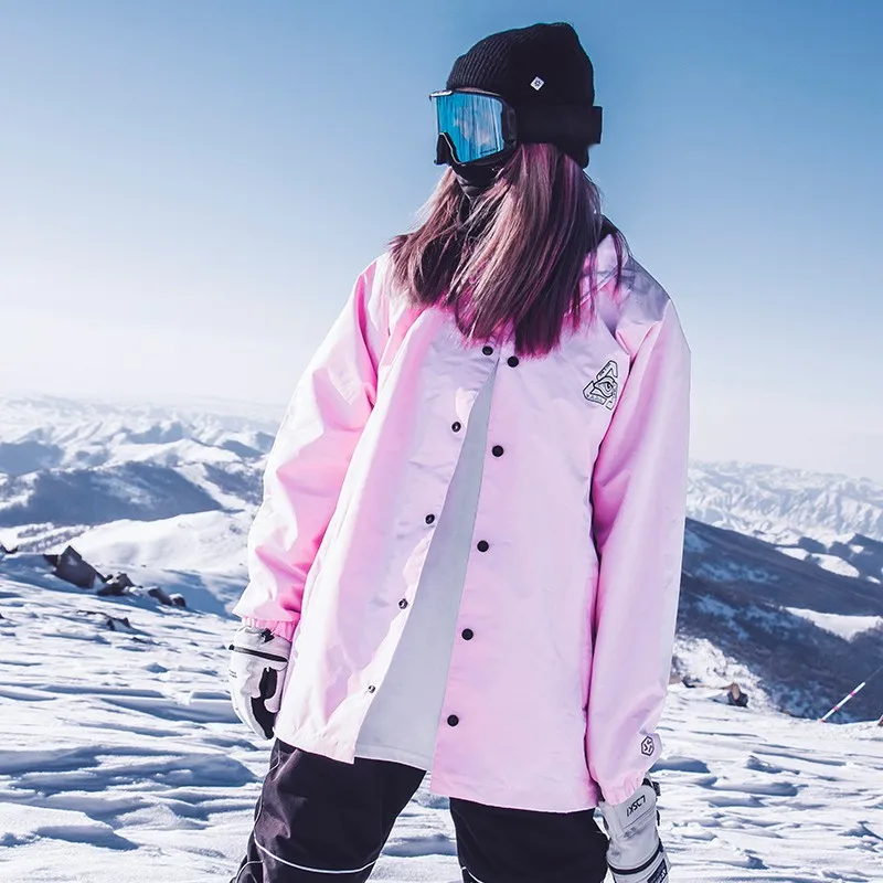 Ldski jaquetas de esqui cor sólida inverno quente terno impermeável à prova vento térmico ao ar livre neve esportes snowboard casaco feminino