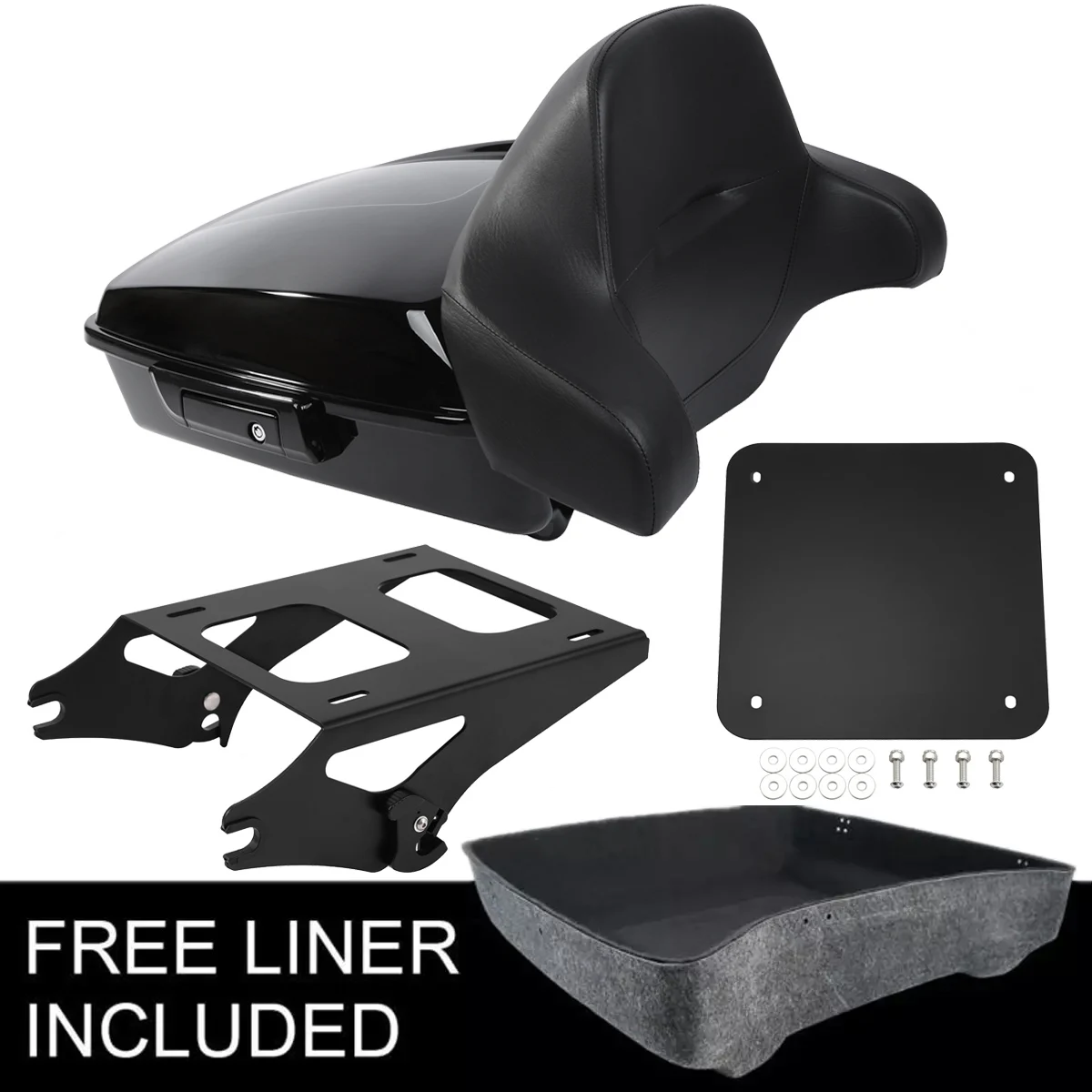 Chopped Trunk Backrest Mounting Rack Base Plate Fit For Harley Touring CVO Street Glide Road King Electra Glide 2014-2026