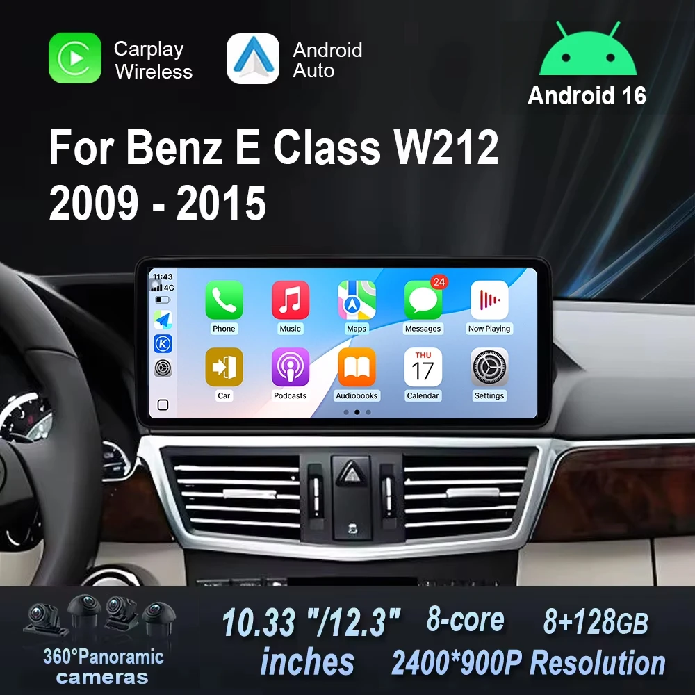 

Android OS Wireless Carplay for Mercedes Benz E Class W212 2009 - 2015 Car Radio Video Multimedia Player 4G WiFi GPS Navigation