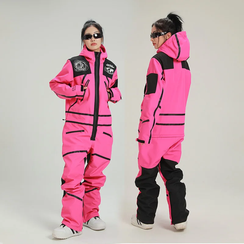 2025 Waterdichte vrouwelijke ski-jumpsuits met capuchon Sport Vrouw Snowboardpak Winter Vrouwen Eendelig Snowsuit Bergoverall Kleding