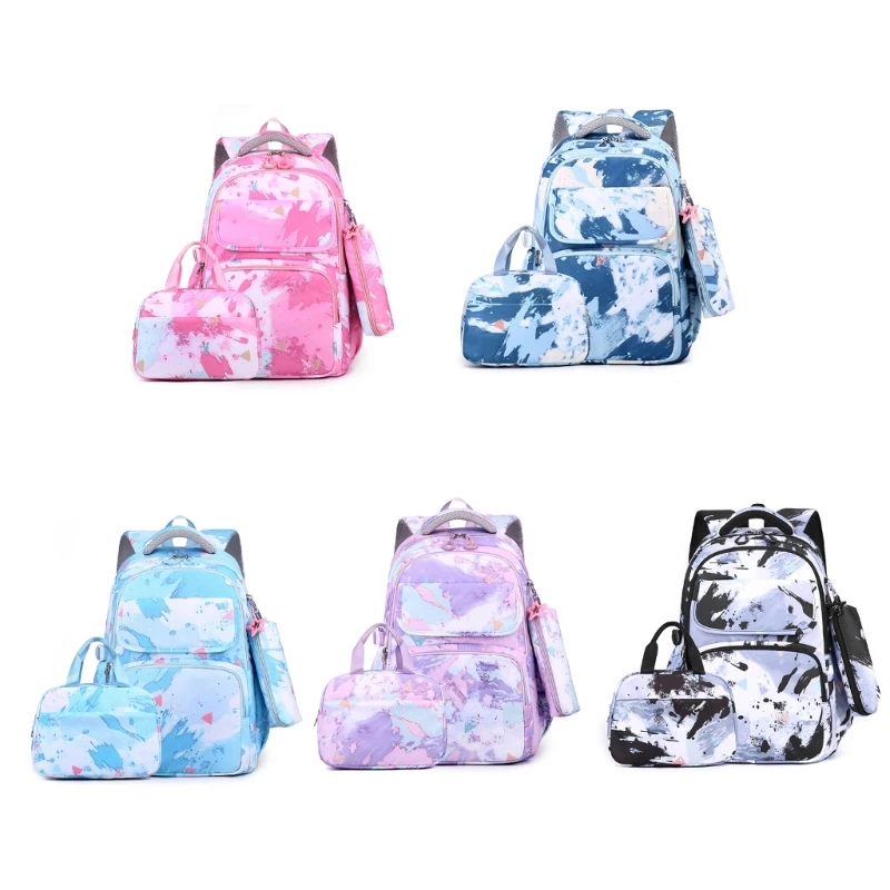 E74B Mochila versátil para niñas con bolsa para almuerzo y estuche para lápices, espaciosa, perfecta para estudiantes y