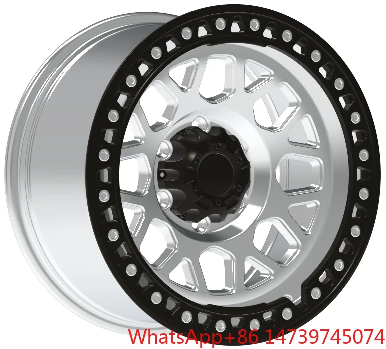 17x9.0J 5-6 Hole Off-Road Alloy Wheel Rims, PCD139.7 ET0, Black Machine Face Car Tyre Rims