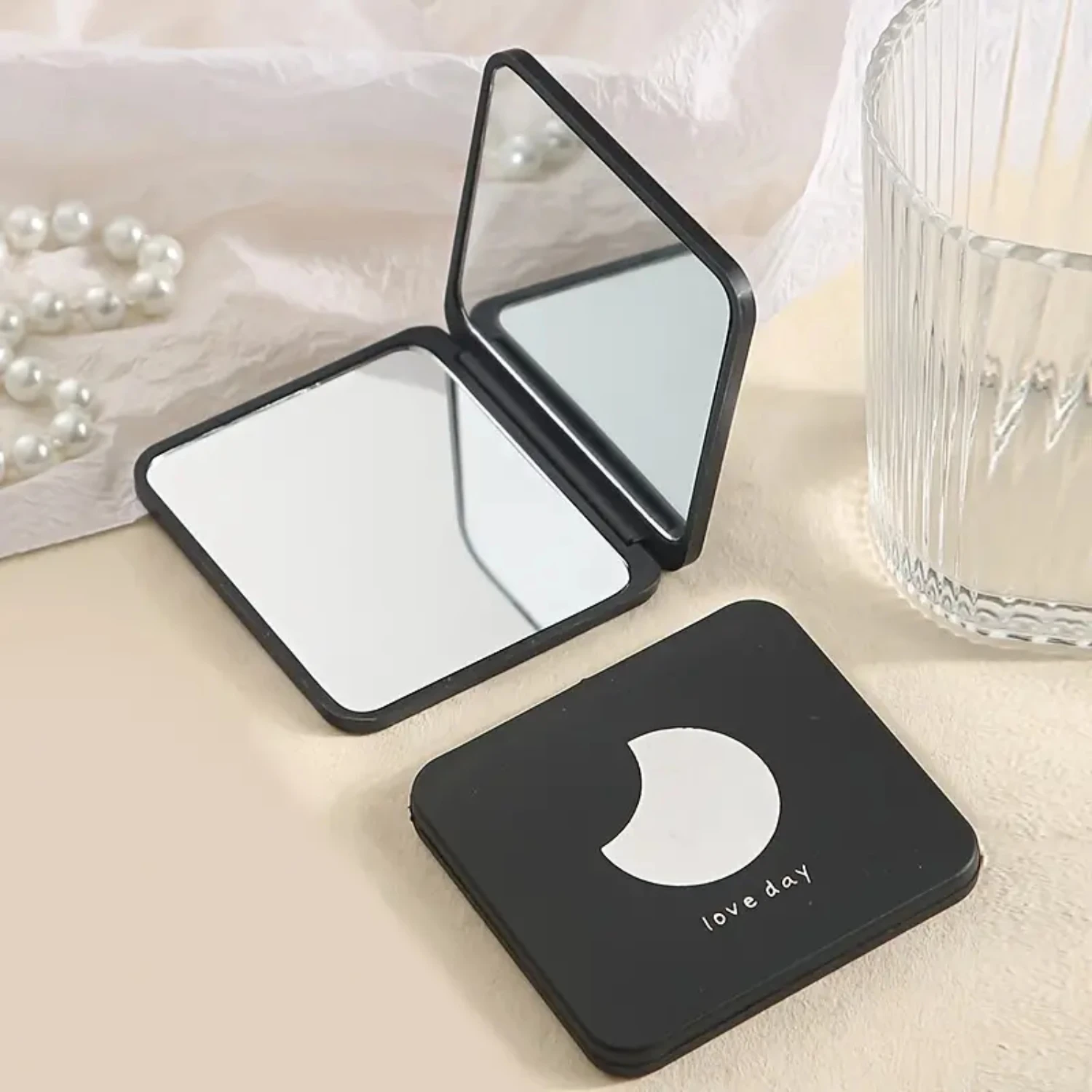 Compact Mirror, Pocket Makeup Mirror For Travel, Double-Sided, Handbag Cosmetic Mirror, Handheld Square Foldable Portable Mirror