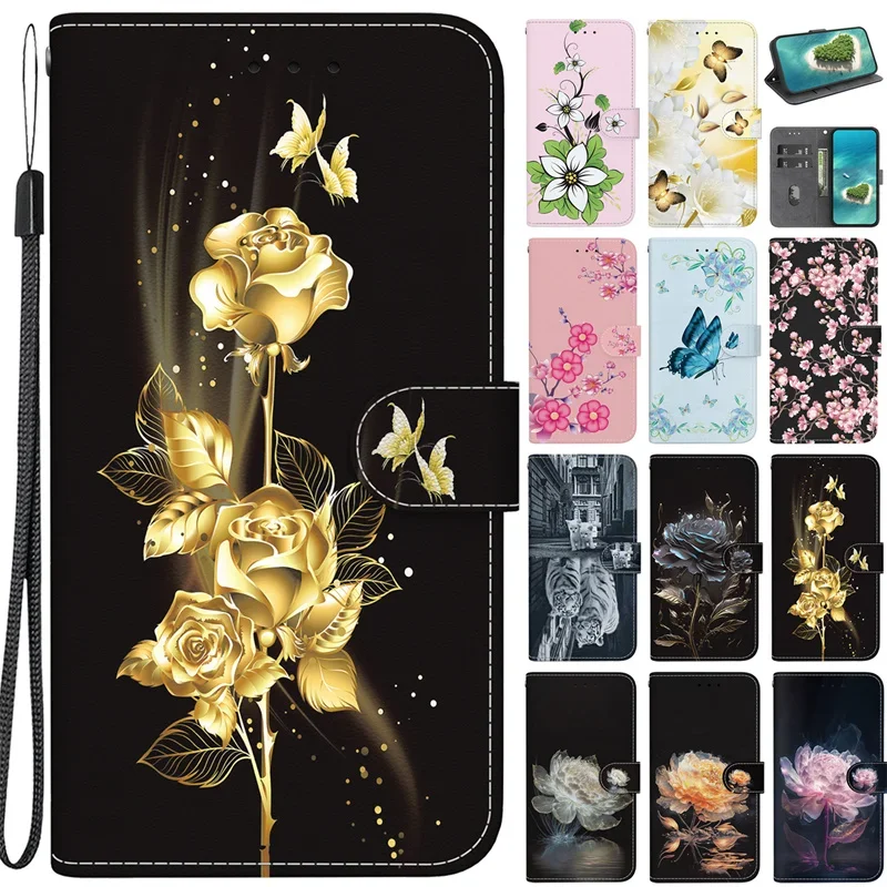 Reno 11 New Paint Wallet Case for OPPO Reno11 Reno 11F 10 8T Reno8 T 4G Reno10 Pro 5G Case Cartoon Floar Leather Flip Book Cover