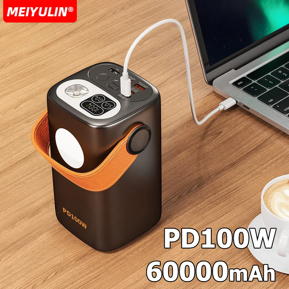 60000mAh PD100W Power Bank Portable Large Capacity External Spare Battery Super Fast Charger For Laptop iPhone Outdoor Camping