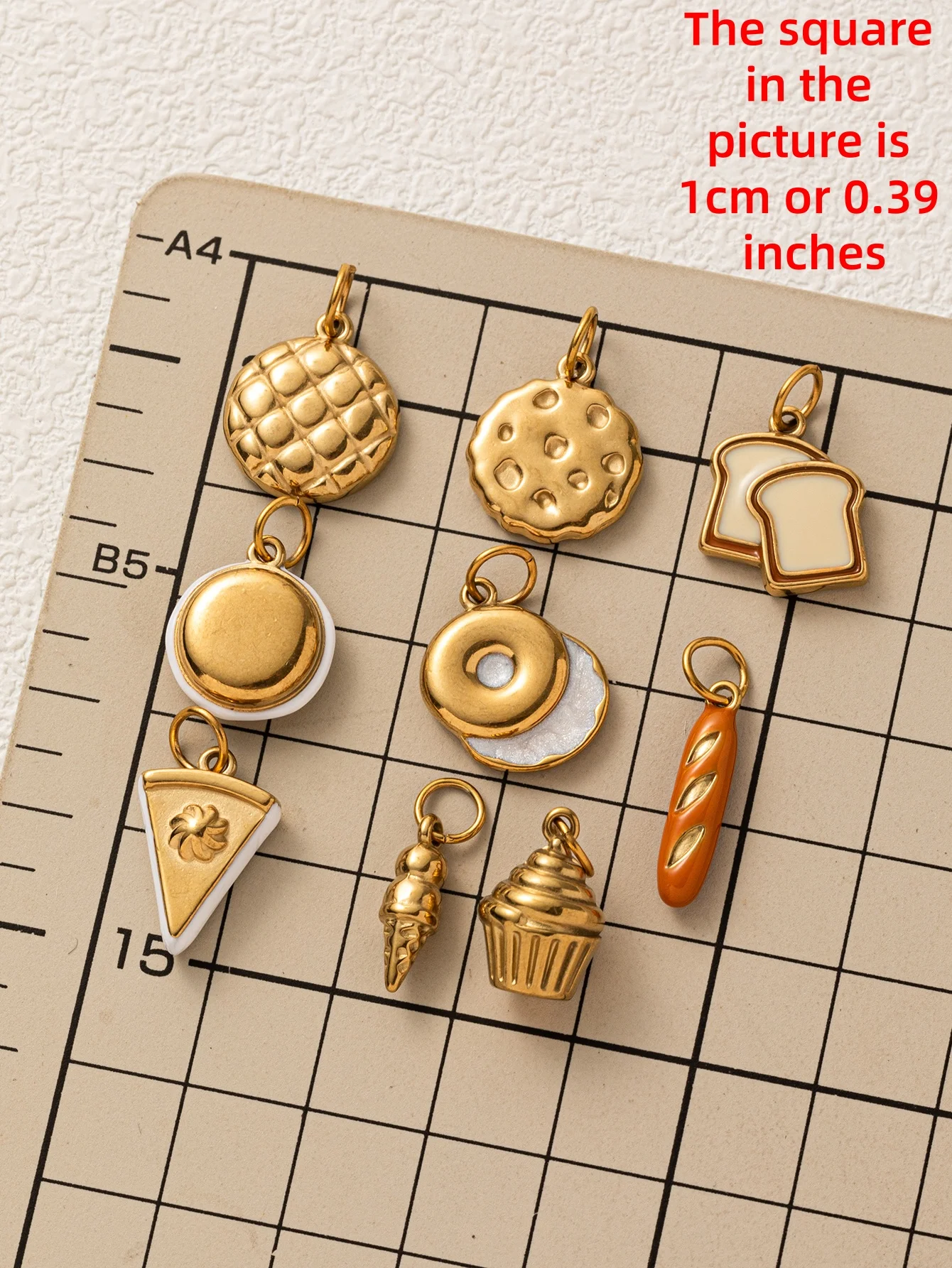 316 Edelstahl Wasserdicht Farbbeständig Einfache Beliebte Eiscreme-Ananas-Brötchen-Kuchen DIY Anhänger Charms für Schmuck – Detail 1