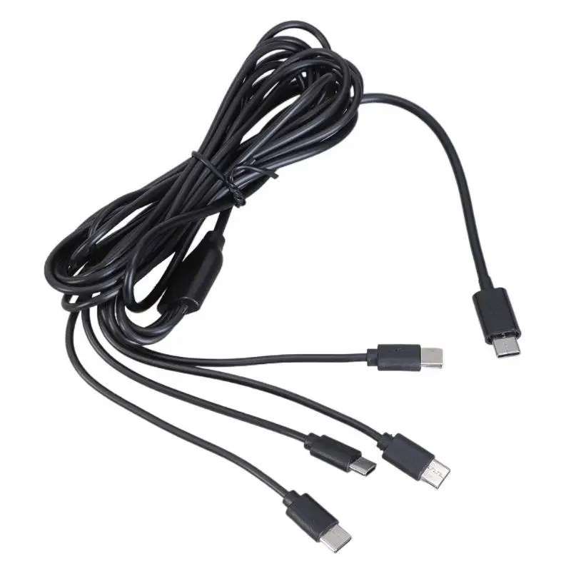 R53C USB C Male to 4xType C Male Charging Cable Power Wire Line for Mobile Devices and More 146cm Black Multi Cord