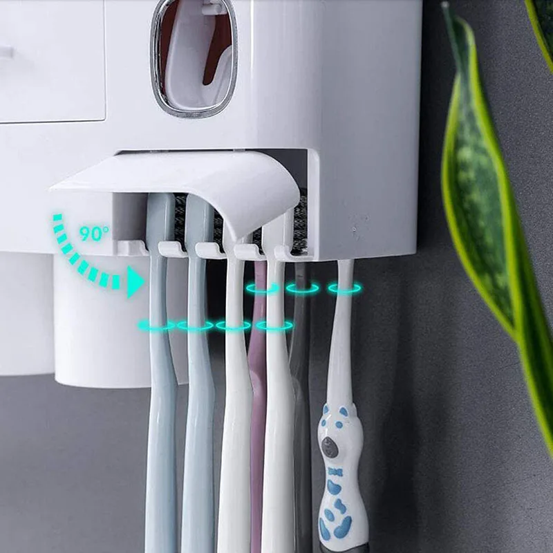 WIKHOSTAR Multifunction Toothpaste Dispenser Magnetic Adsorption Inverted Toothbrush Holder Storage Rack Bathroom Accessories