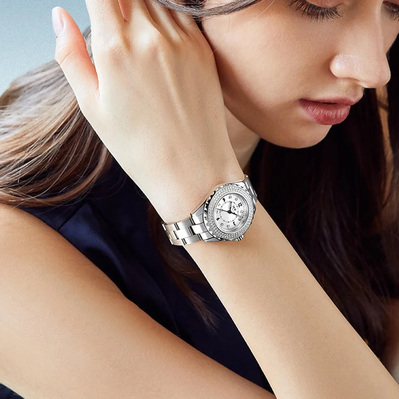 Luxury Switzerland I&W CARNIVAL Brand Japan MIYOTA Quartz Women's Watches 8 MM Ultra-thin Sapphire Waterproof Rhinestone 703L