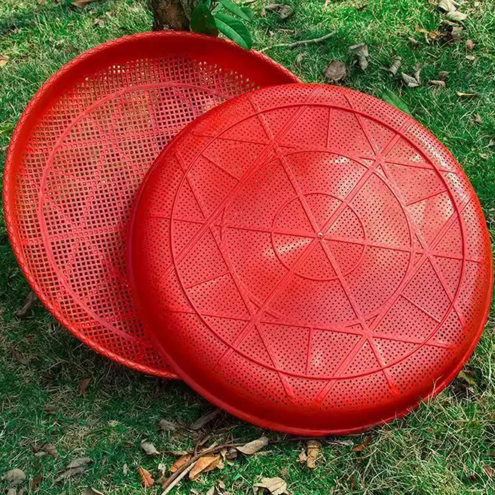 

Plastic Sieve Grain Sifter Dustpan Traditional Bamboo Texture Efficient Water Drainage Large Diameter Compact Storage