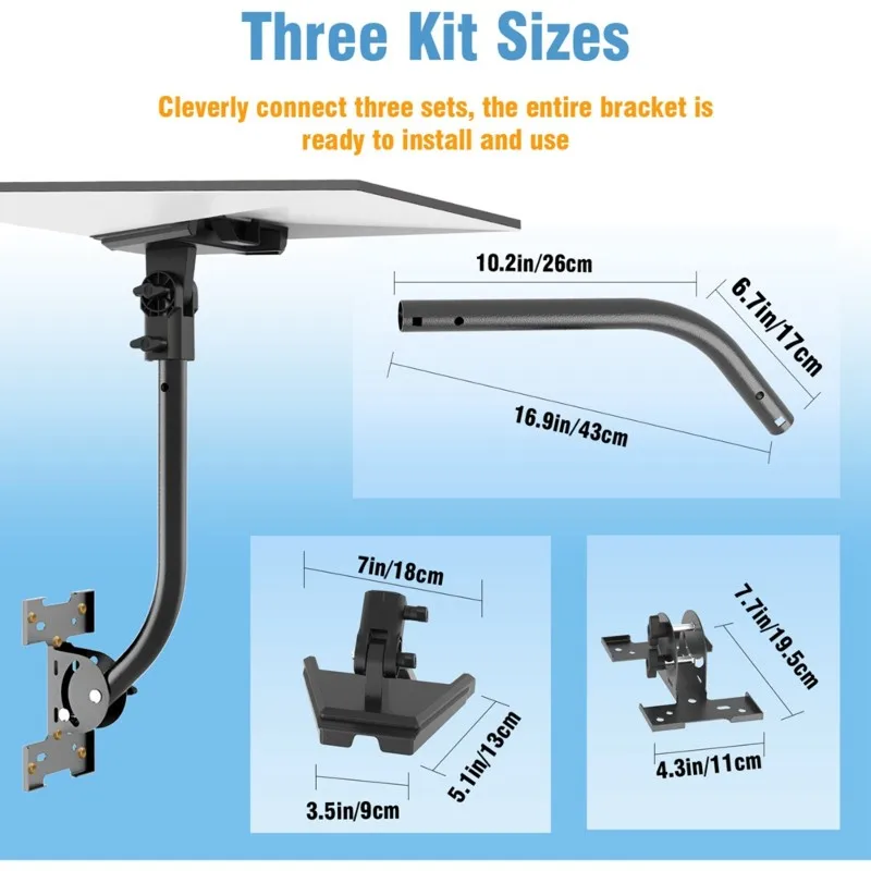 A76I-Wall Mount Kit For Starlink Gen 3 Featuring Pipe Adapter And Install Bracket For Starlink V3 For Roof Top Exterior Wall