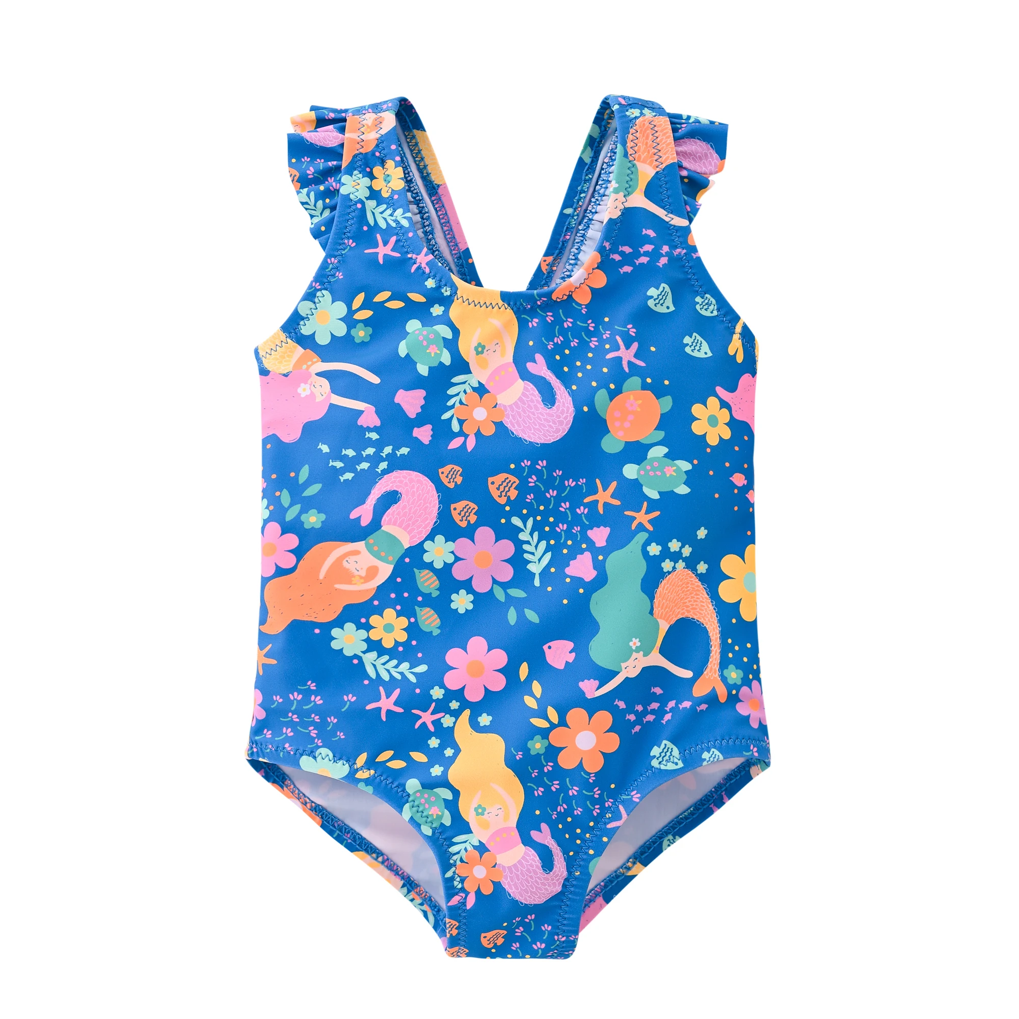 Kavkas Mermaid Print One Piece Swimsuit for Girls Summer Kids Swimwear 9M-6T Assorted Colors