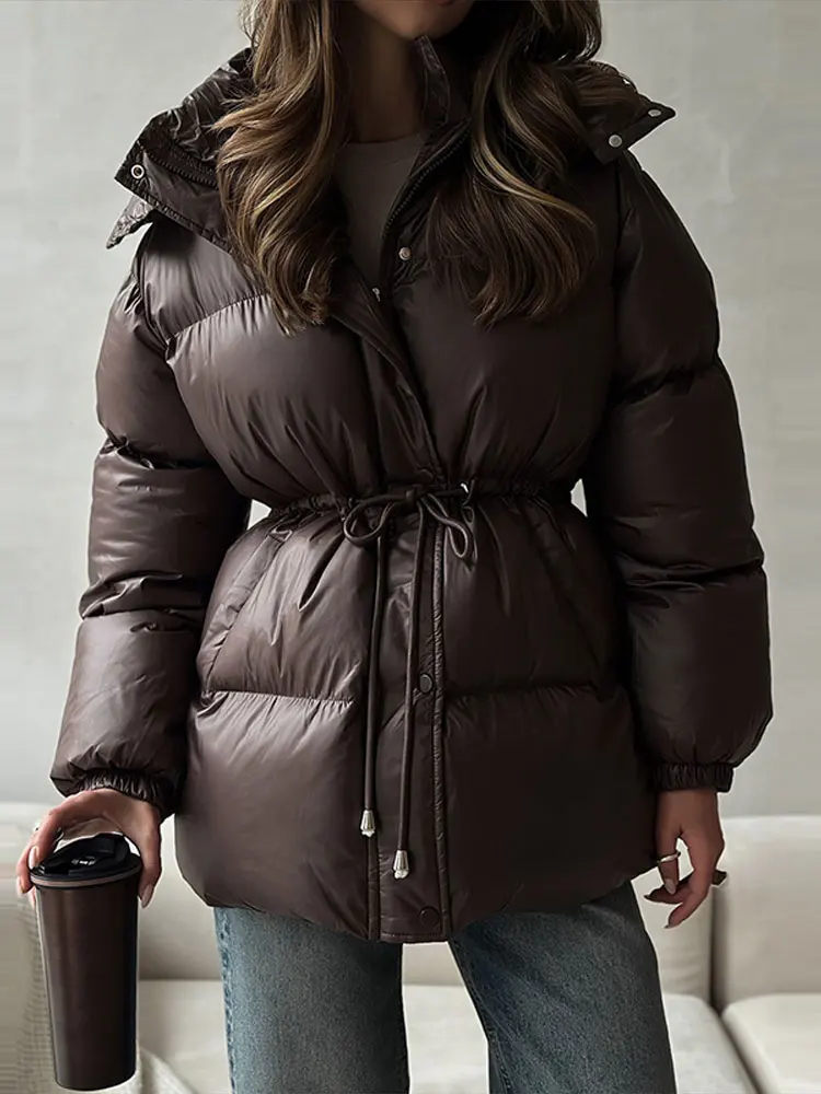 Fashion Thicken Women Padded Jacket Casual Stand Collar Zipper Warm Long Sleeve Coat 2026 Winter New Female Pocket Jacket Street