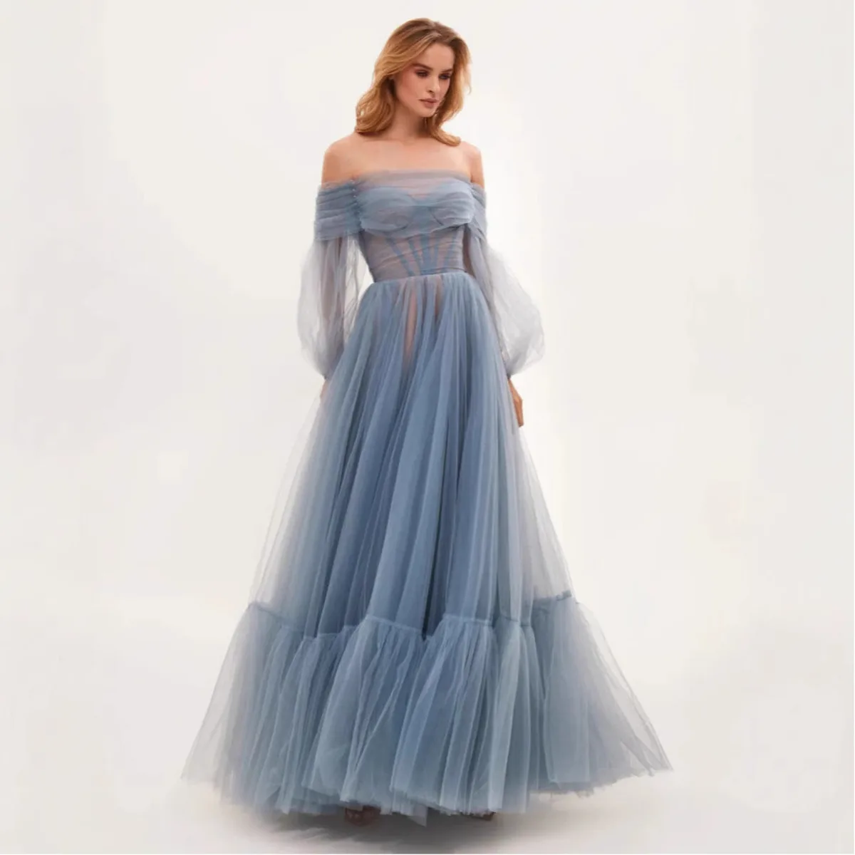 Elegancka suknia wieczorowa bez ramiączek KWTX, długie rękawy z siateczki, suknia na wesele/przyjęcie, minimalistyczny design na wiosnę/lato 2026, styl biurowy i streetwear