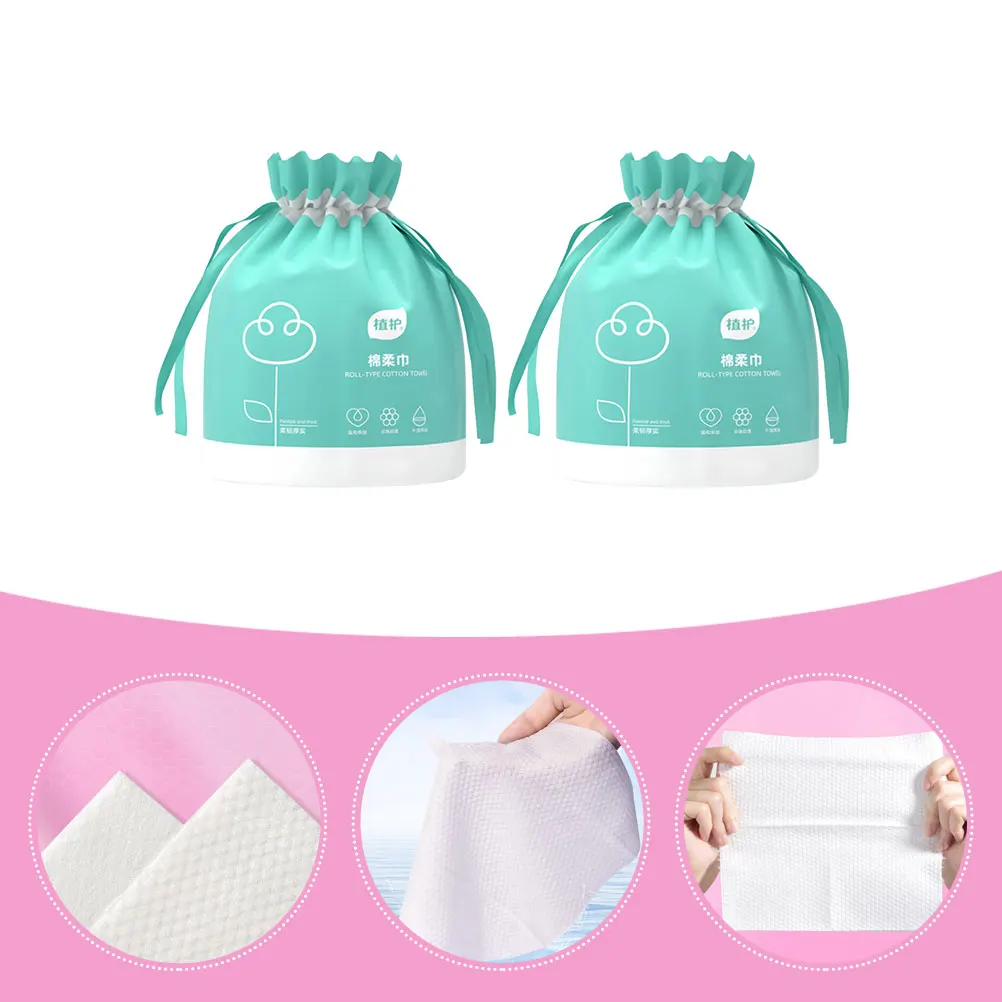 

2 Rolls Cotton Towels Prime Material Dry Wet Use Makeup Remover Wipes Facial Tissue Cleansing Towelette Skin Care Disposable