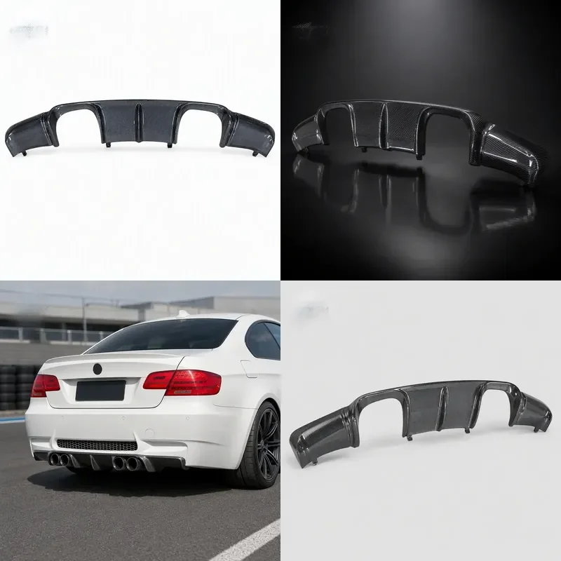 Glossy Wet Carbon Fiber Rear Diffuser for BMW E92 M3 Direct Mount Quad Exhaust