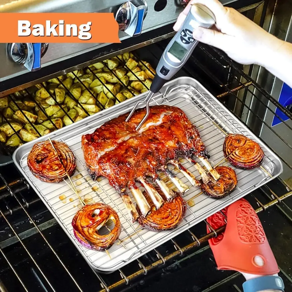 New Stainless Steel Cooling Rack Dense Wires Easy to Clean Baking Rack Smooth Edge Cake Cooler Grilling